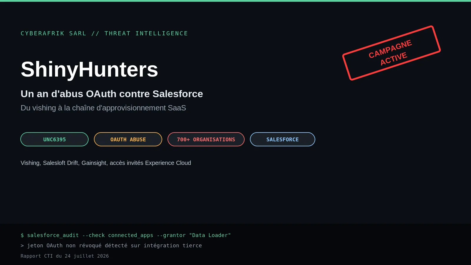 ShinyHunters : un an d'abus OAuth contre Salesforce, du vishing à la chaîne d'approvisionnement SaaS