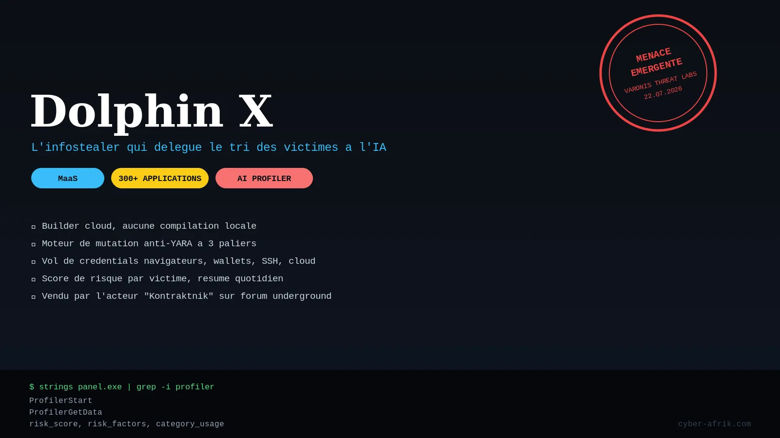 Dolphin X : l'infostealer qui délègue le tri des victimes à un profileur IA