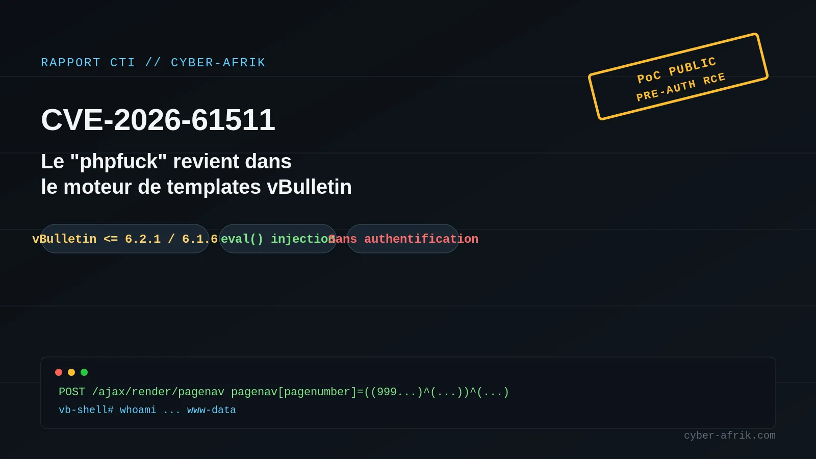 CVE-2026-61511 : le "phpfuck" revient dans le moteur de templates de vBulletin
