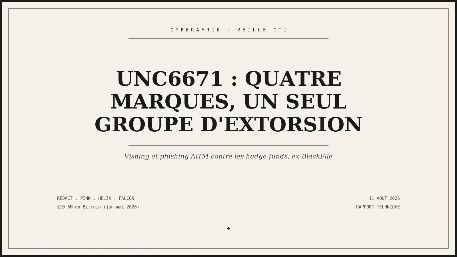 UNC6671 : le groupe d'extorsion vishing derrière BlackFile se démultiplie en quatre marques pour cibler les hedge funds