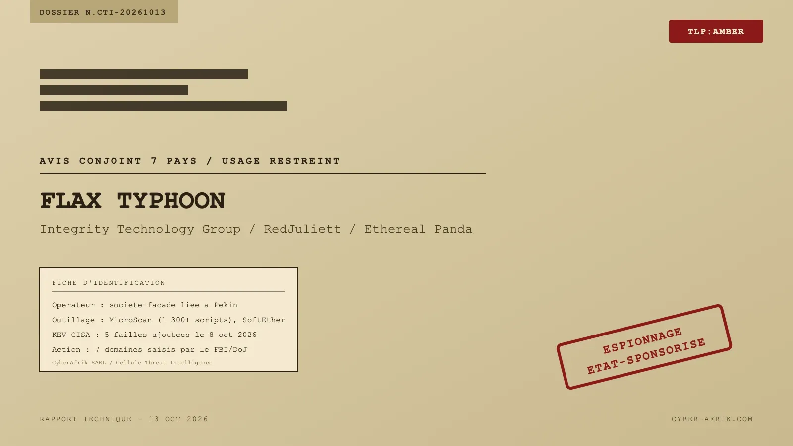 Flax Typhoon : l'entreprise-facade Integrity Tech, son scanner a 1 300 scripts et le portail qui revend les emails voles
